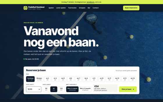 Voorbeeldsite padelhal