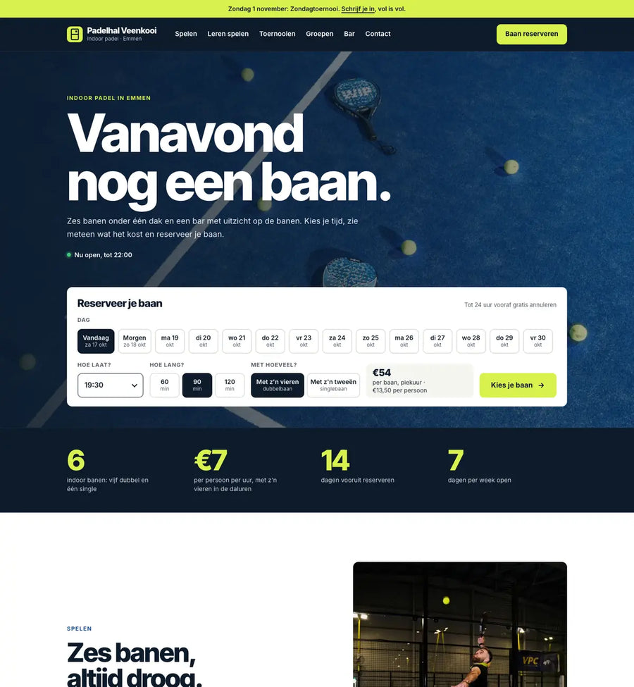 Voorbeeldsite van een padelhal
