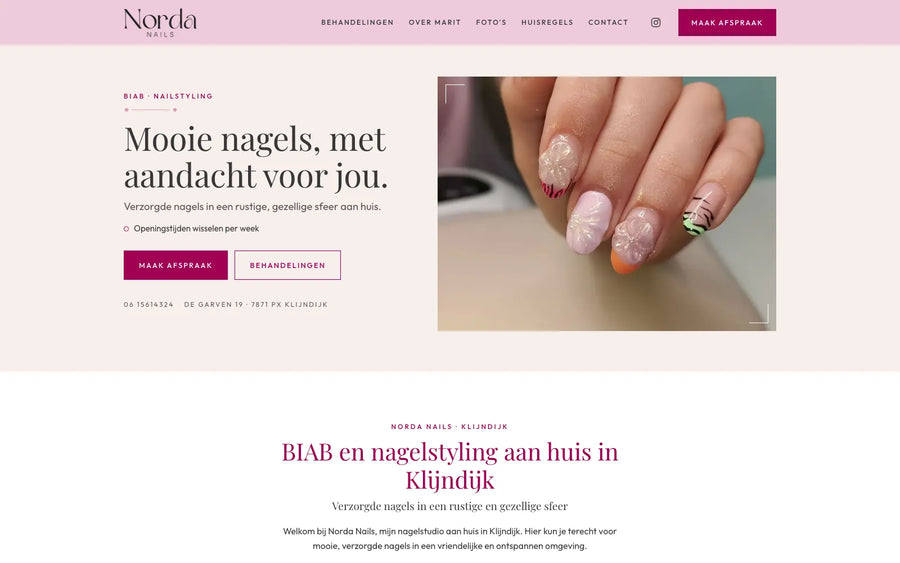 De site van Norda Nails