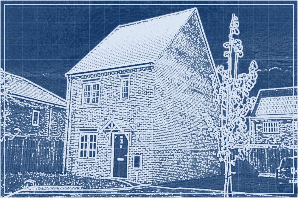 Ontwerp: dezelfde woning als blauwdruktekening