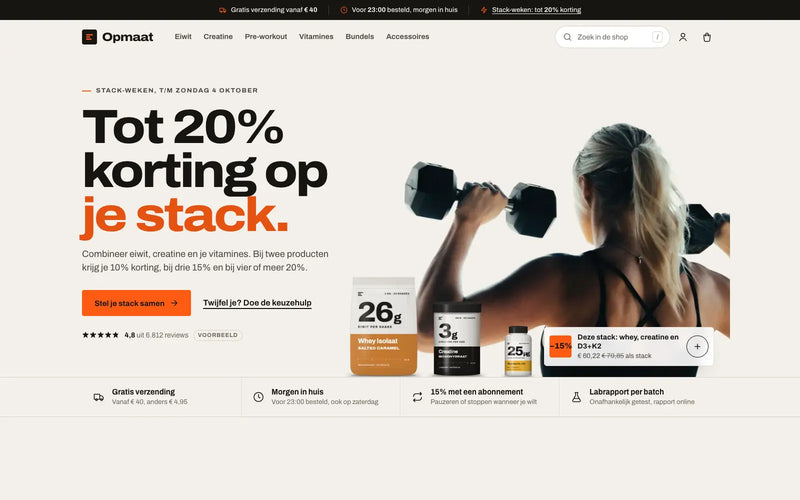 De voorbeeldsite voor supplementenmerken.