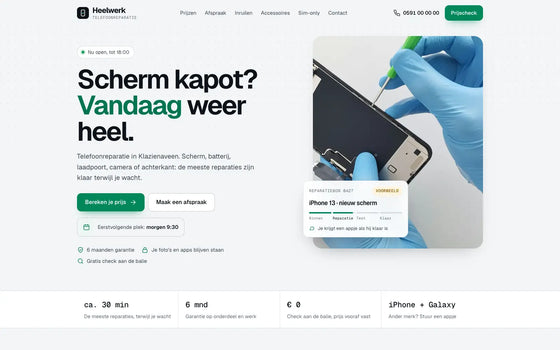 Voorbeeldsite telefoonreparatie