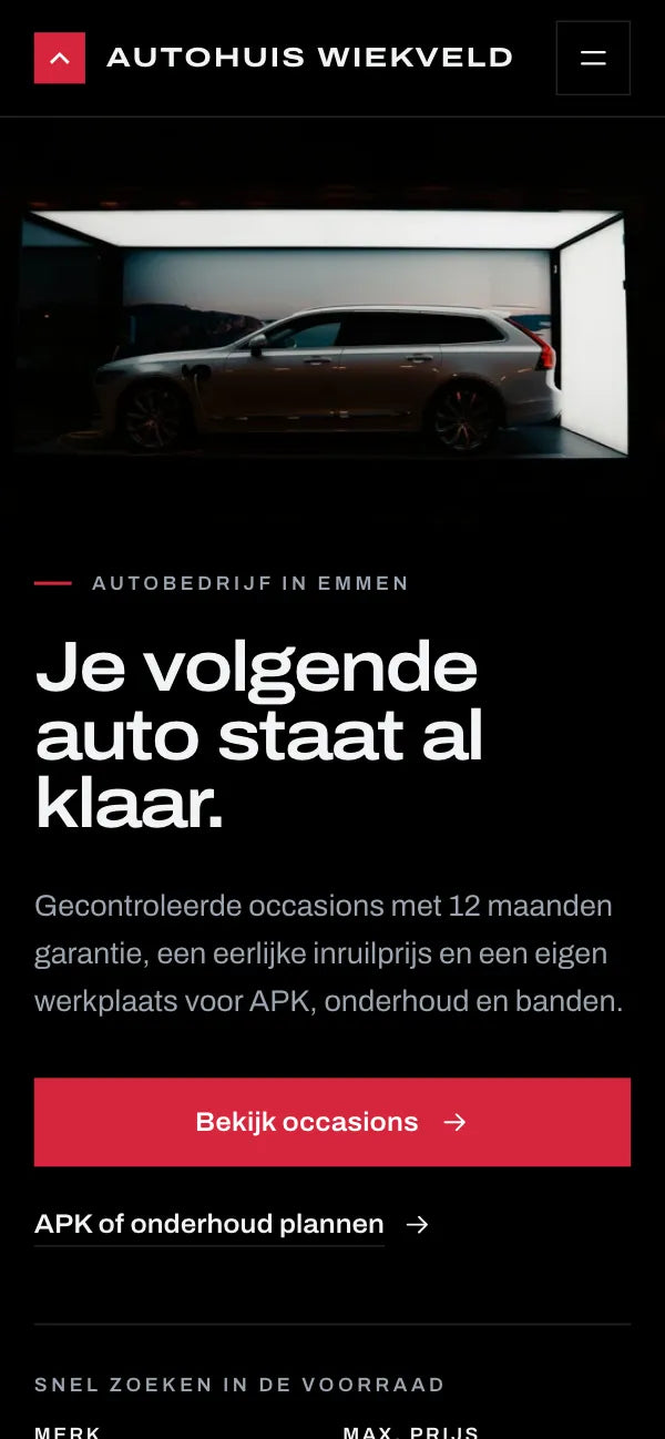 Autohuis Wiekveld: voorbeeldsite autobedrijf