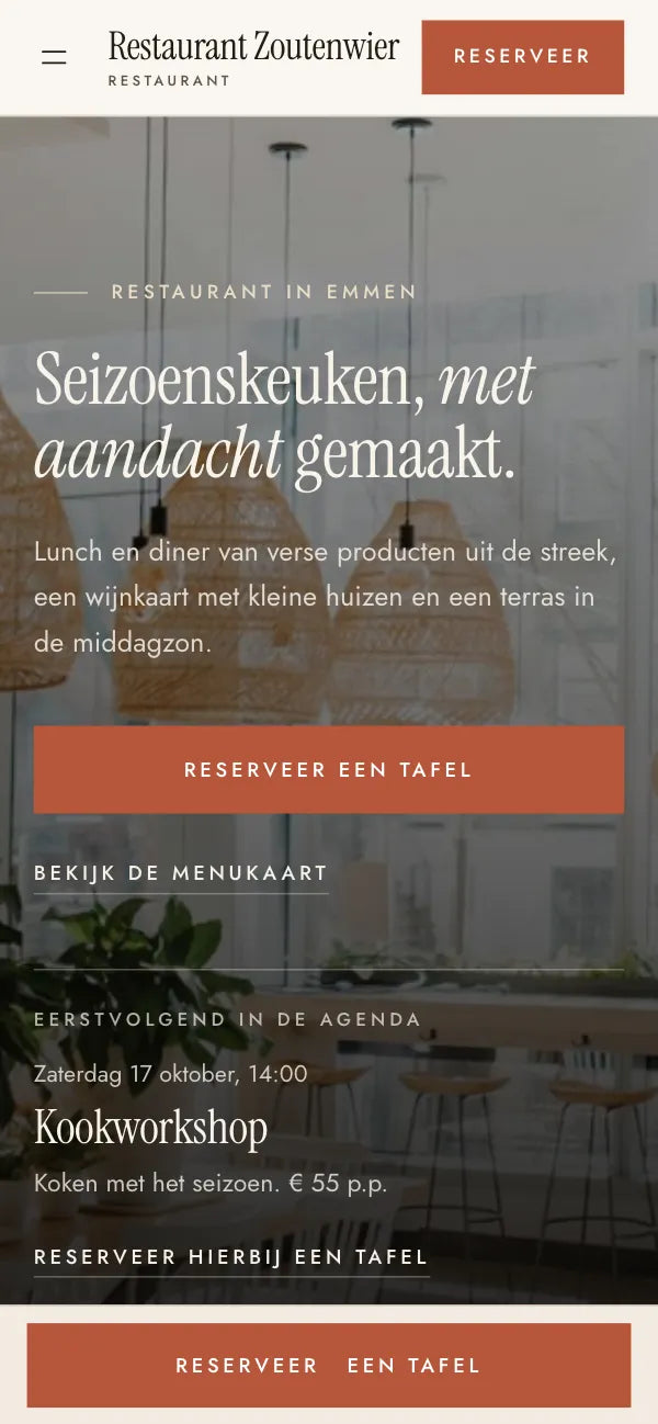 Restaurant Zoutenwier: voorbeeldsite restaurant
