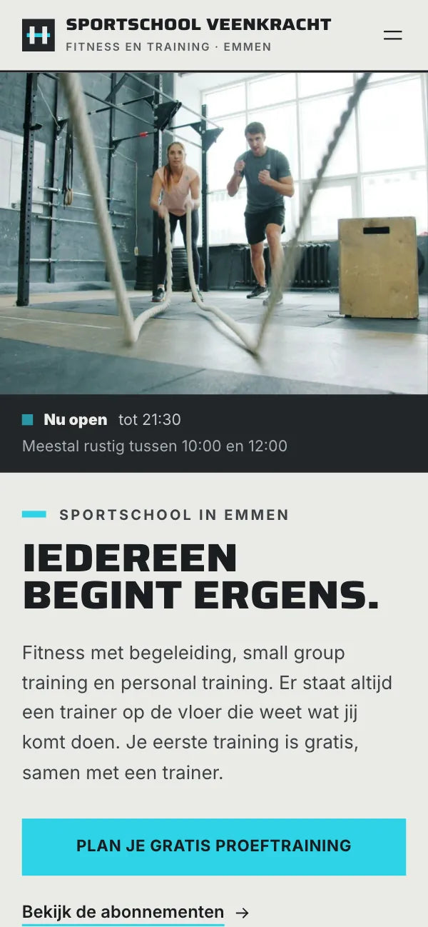 Sportschool Veenkracht: voorbeeldsite sportschool